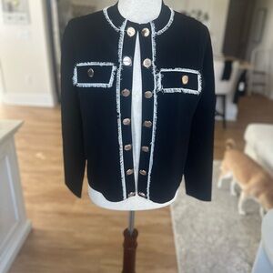 Aleeza Paris Knit Black Cardigan with Gold Buttons